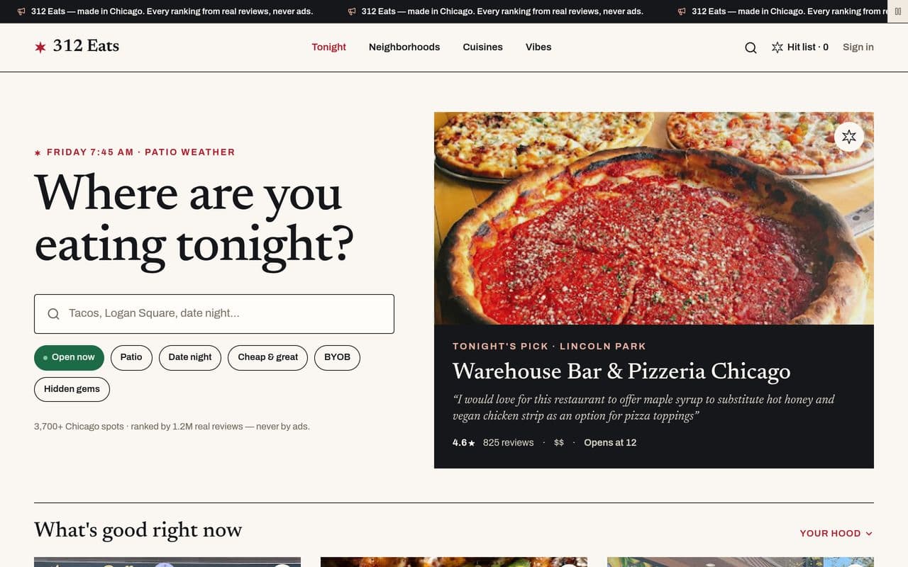 312 Eats — website preview
