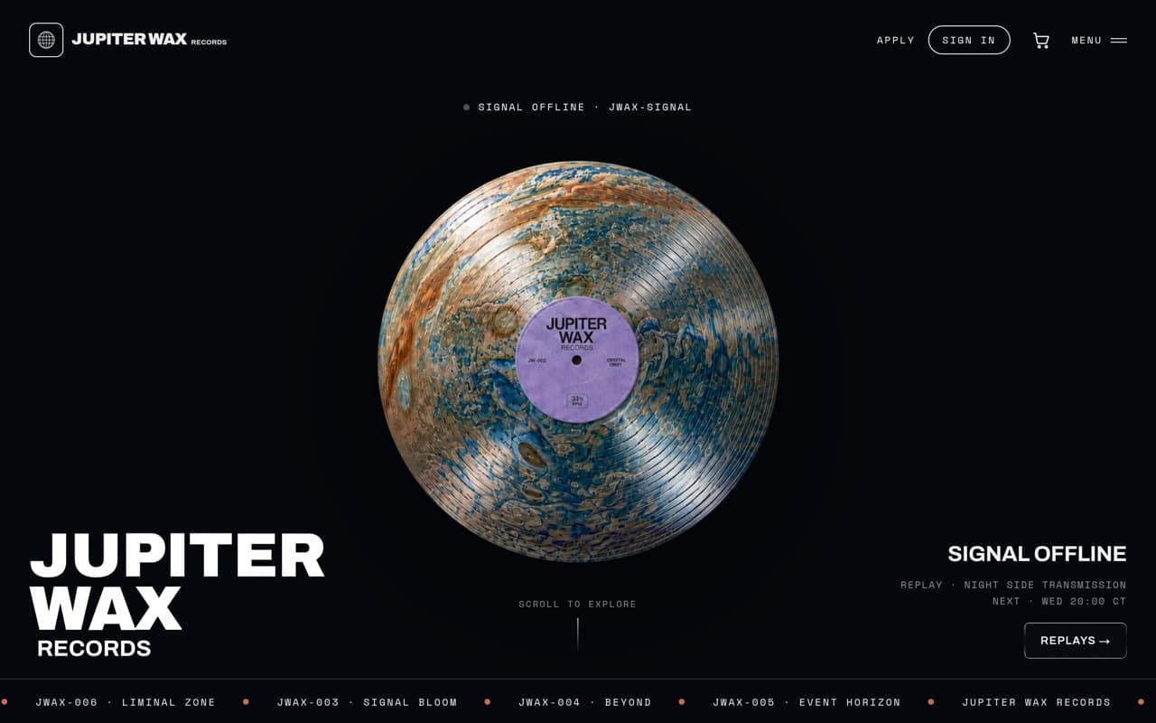 Jupiter Wax — website preview